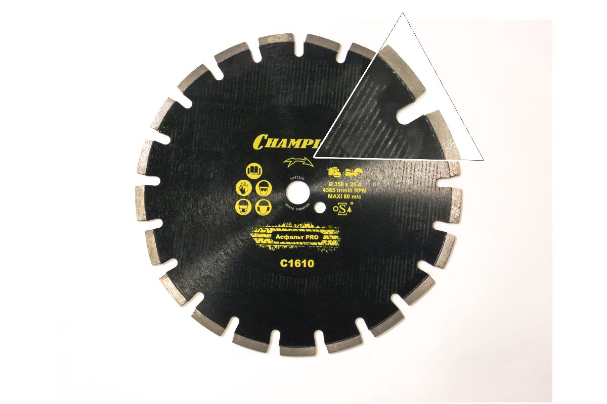 Диск алмазный асфальт CHAMPION PRO 350/25.4/10 Asphafight (асф.по бетону,свежий бетон, мяг. блоки)