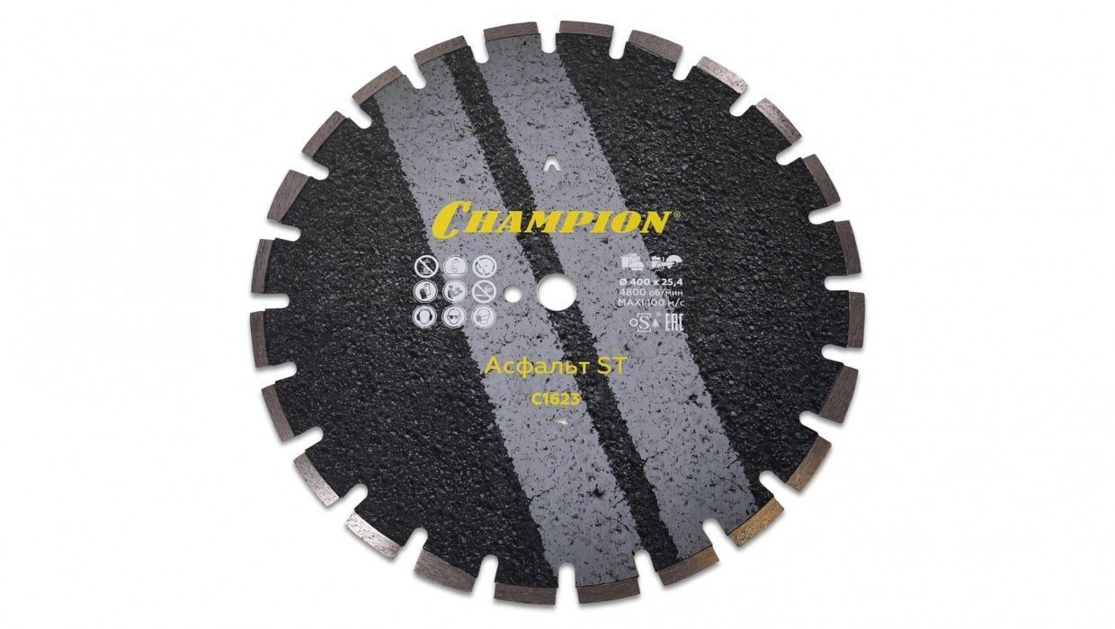 Диск алмазный CHAMPION C1623 асфальт ST 400/25,4/10/3,5 Asphafight (скошенные сегменты для защит.корп)